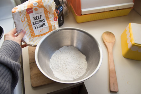 flour in the bowl