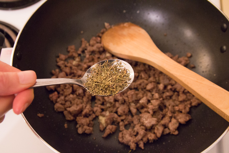 Frying up sausage